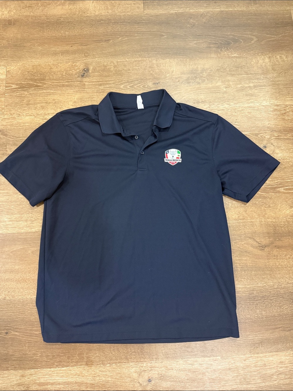 Men's Navy Short-Sleeve Polo with Embroidered Shield Logo
